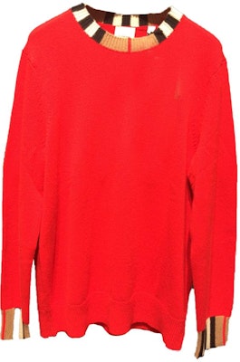 (Women) Burberry FW23 Striped Red Crewneck Pullover Sweater. 80732101 Order (Women) Burberry FW23 Striped Red Crewneck Pullover Sweater. 80732101