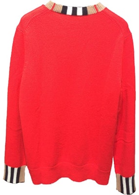 (Women) Burberry FW23 Striped Red Crewneck Pullover Sweater. 80732101 Lookbook (Women) Burberry FW23 Striped Red Crewneck Pullover Sweater. 80732101