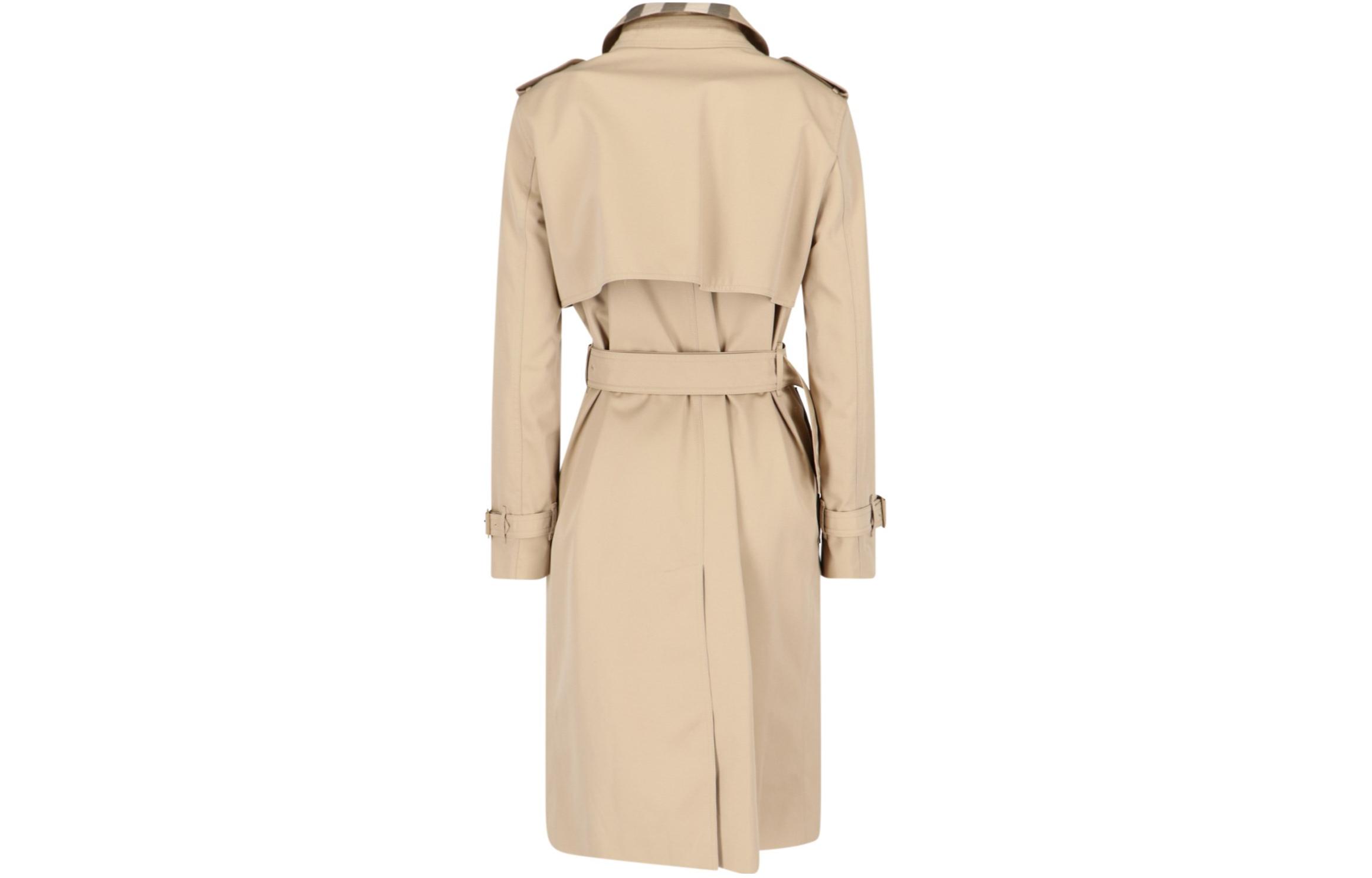 (Women) Burberry FW23  Trench Coat with Belt and Check Details in Khaki. 80763631 圖 3