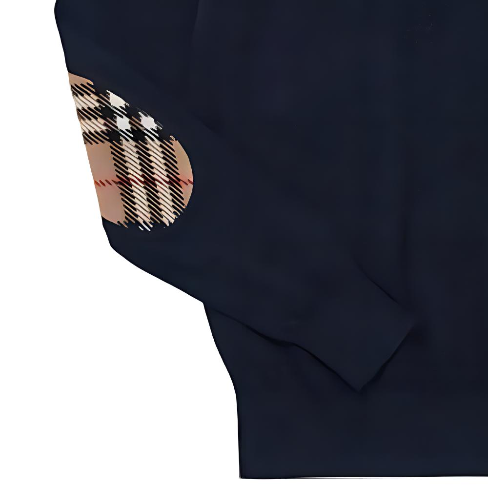 Lookbook (W) Burberry FW23 Sweater Biru Navy Corak Dua Tona Leher Bulat Knit 80750121