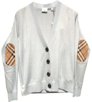 Order (Women) Burberry FW23 V-Neck Grey-Blue Knitted Cardigan with Check Pattern. 80741981