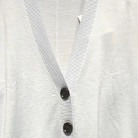 Purchase (Women) Burberry FW23 V-Neck Grey-Blue Knitted Cardigan with Check Pattern. 80741981