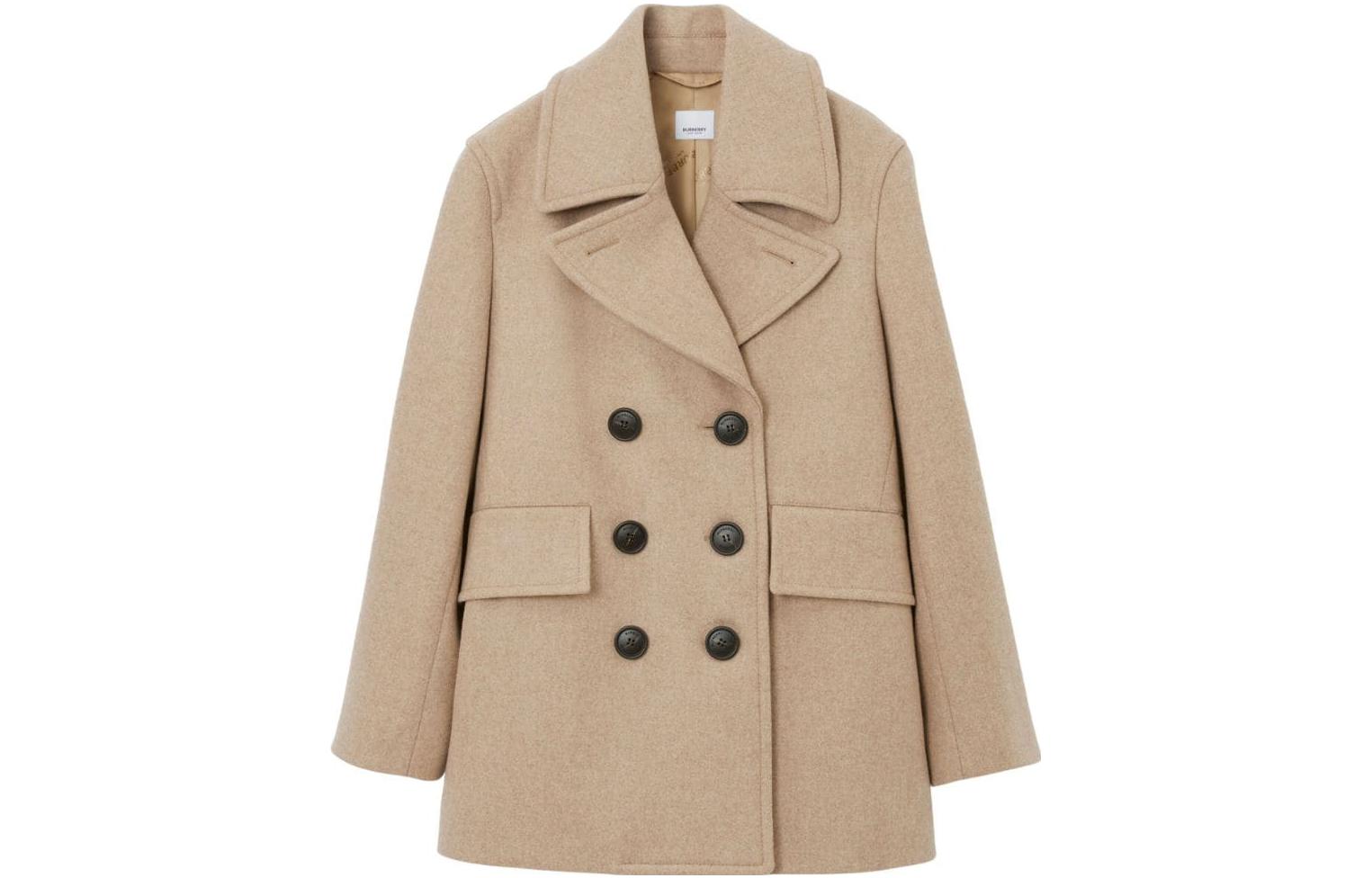 (Women) Burberry FW23  Wool Double-Breasted Trench Coat Almond Beige 80731071