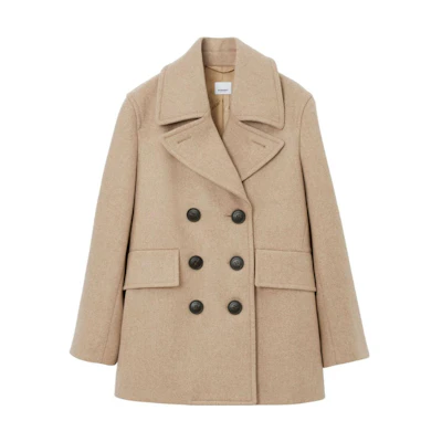 (Women) Burberry FW23 Wool Double-Breasted Trench Coat Almond Beige 80731071