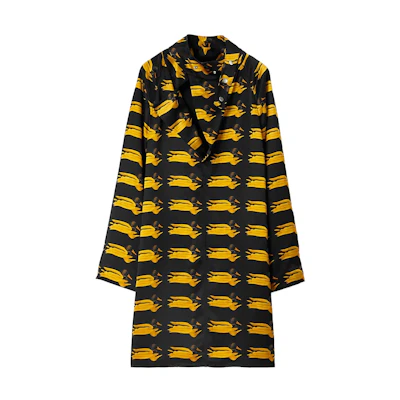 (Women) Burberry FW23 Animal Print Long Sleeve Dress - Autumn Pear Yellow. 80772591