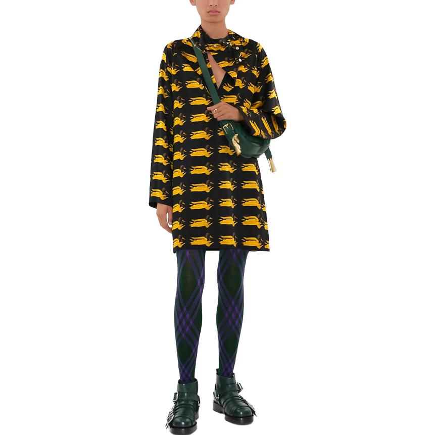 Lookbook (W) 버버리 FW23 애니멀 프린트 긴팔 드레스 - 가을 배 옐로우. 80772591