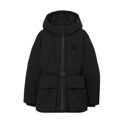 (Women) Burberry FW23 Black Down Hooded Zip-Up Jacket 80726641