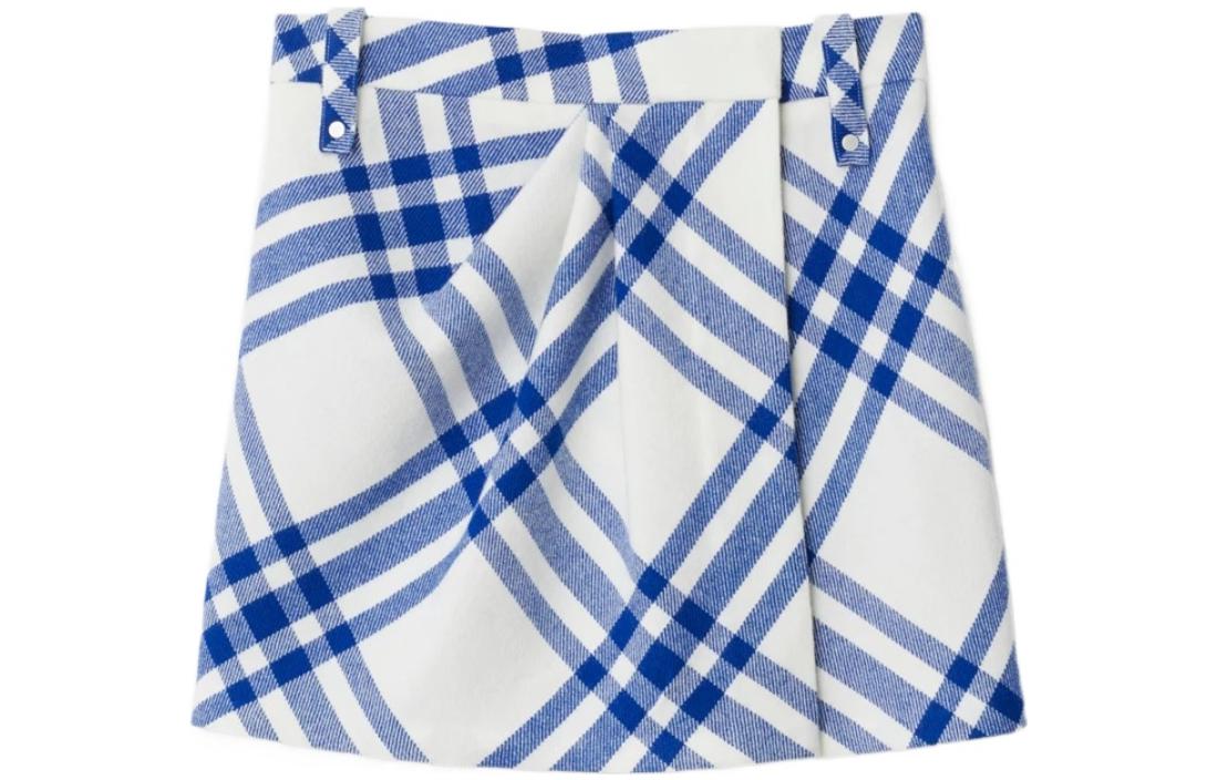 Order (Women) Burberry FW23 Colorblock Plaid Pleated Mini Skirt Women’s Blue 80774611