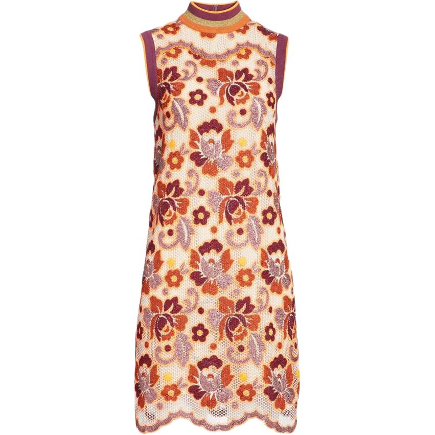 (Women) Burberry FW23 Floral Print Turtleneck Sleeveless Mini Dress Women’s Bright Orange 80015401