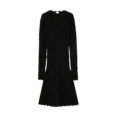 (Women) Burberry FW23 Solid Color Knit Long Sleeve Dress Women’s Black 80847111