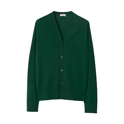 (Women) Burberry FW23 Solid V-Neck Single-Breasted Knit Cardigan Women’s Green Sweater 80835881