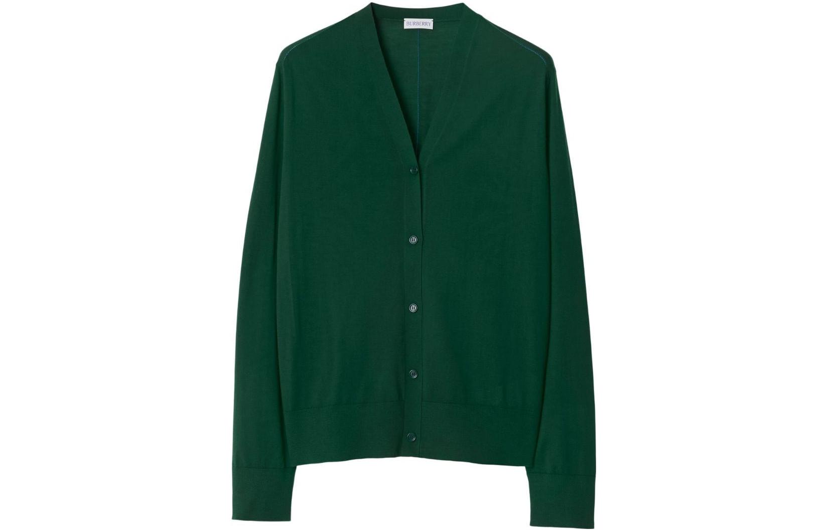 Order (W) Burberry 2023秋冬女款绿色V领单排扣针织开衫 80835881