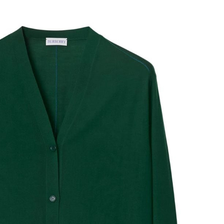 Details for (W) Burberry 2023秋冬女款绿色V领单排扣针织开衫 80835881