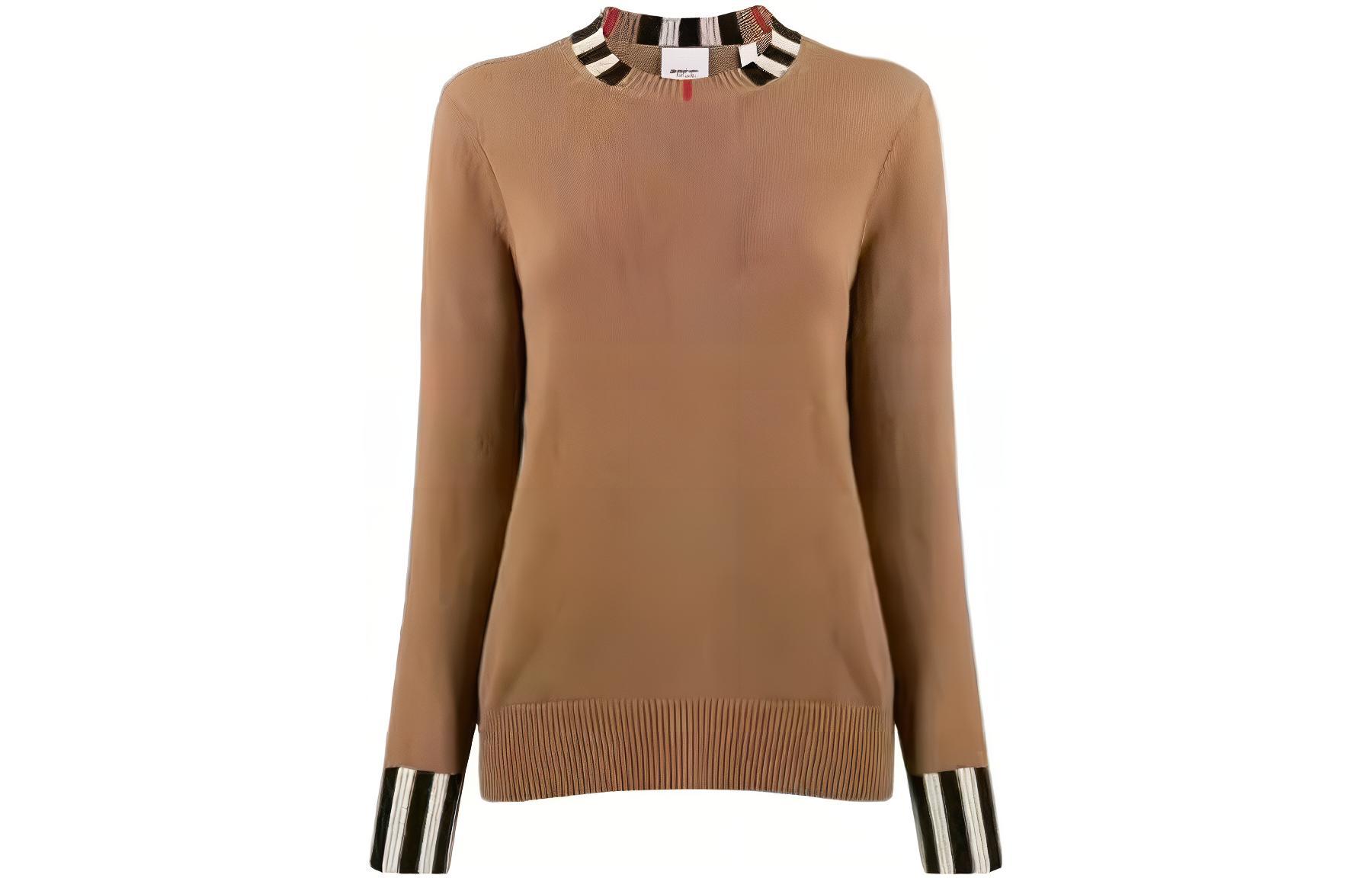 Order (W) 博柏利 FW23 条纹圆领针织毛衣 女款棕色 80732091