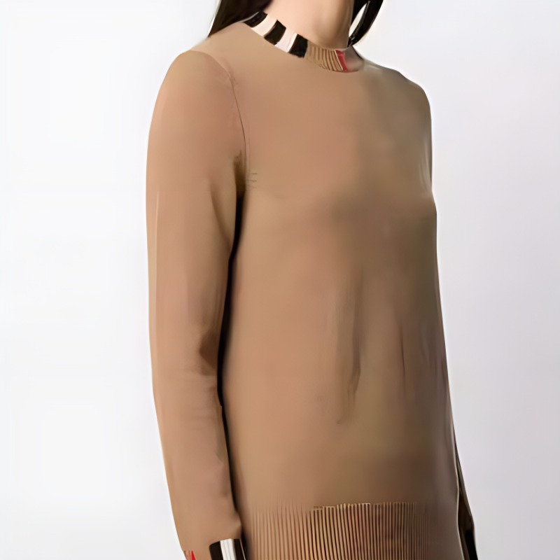 Lookbook (W) 博柏利 FW23 条纹圆领针织毛衣 女款棕色 80732091