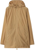 (Women) Burberry FW24 Beige Hooded Loose-Fit Long Sleeve Jacket with Equestrian Logo. 80953641 (Women) Burberry FW24 Beige Hooded Loose-Fit Long Sleeve Jacket with Equestrian Logo. 80953641