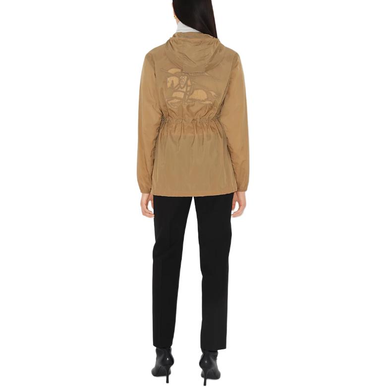 Shop (W) 博柏利FW24 米色连帽宽松长袖夹克，配马术徽标。 80953641