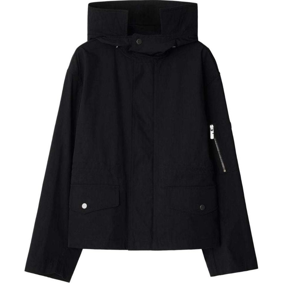 (Women) Burberry FW24  Black Solid Hooded Studded Zip Long Sleeve Parka. 80954931 圖 2