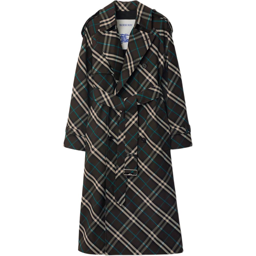 (Women) Burberry FW24  Brown Check Double-Breasted Long-Sleeve Trench Coat. 80956501 圖 2