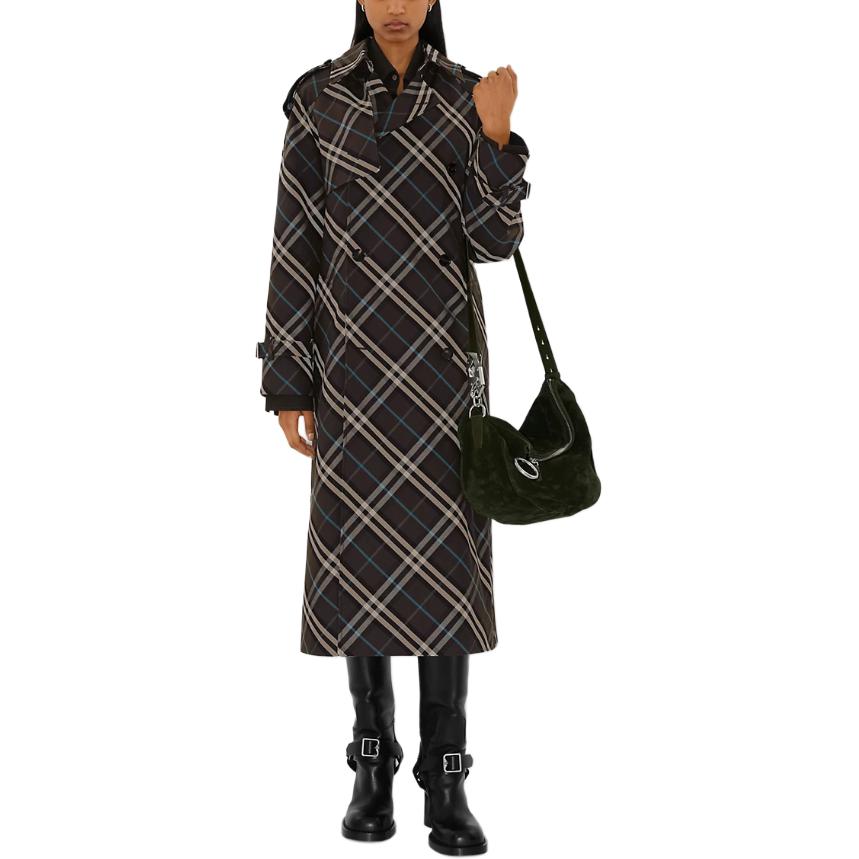 (Women) Burberry FW24  Brown Check Double-Breasted Long-Sleeve Trench Coat. 80956501 圖 3