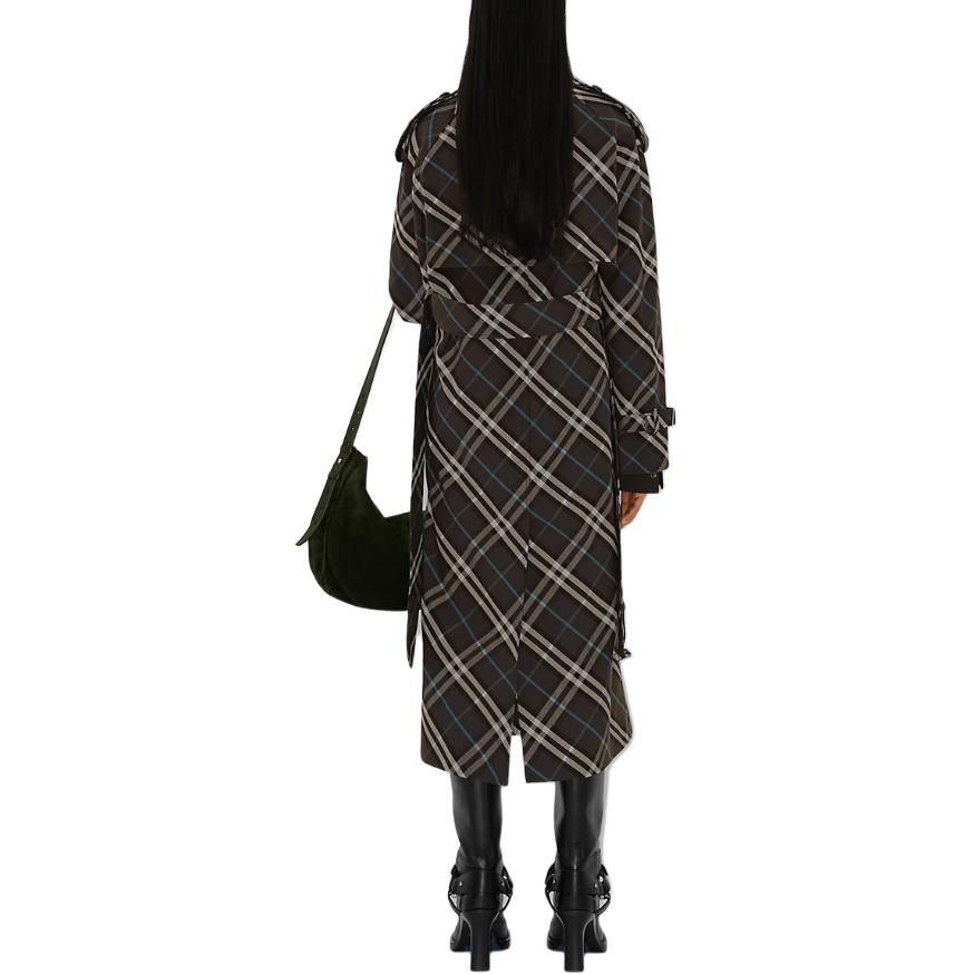(Women) Burberry FW24  Brown Check Double-Breasted Long-Sleeve Trench Coat. 80956501 圖 4