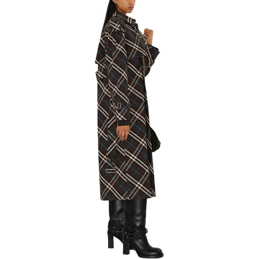 (Women) Burberry FW24  Brown Check Double-Breasted Long-Sleeve Trench Coat. 80956501 圖 5