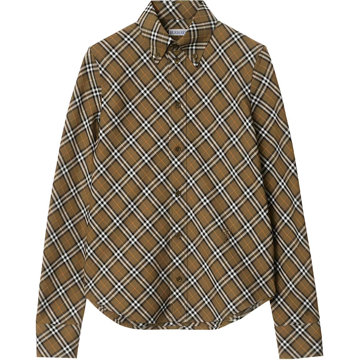 (Women) Burberry FW24  Check Single-Breasted Long Sleeve Shirt Khaki. 80982511 圖 2