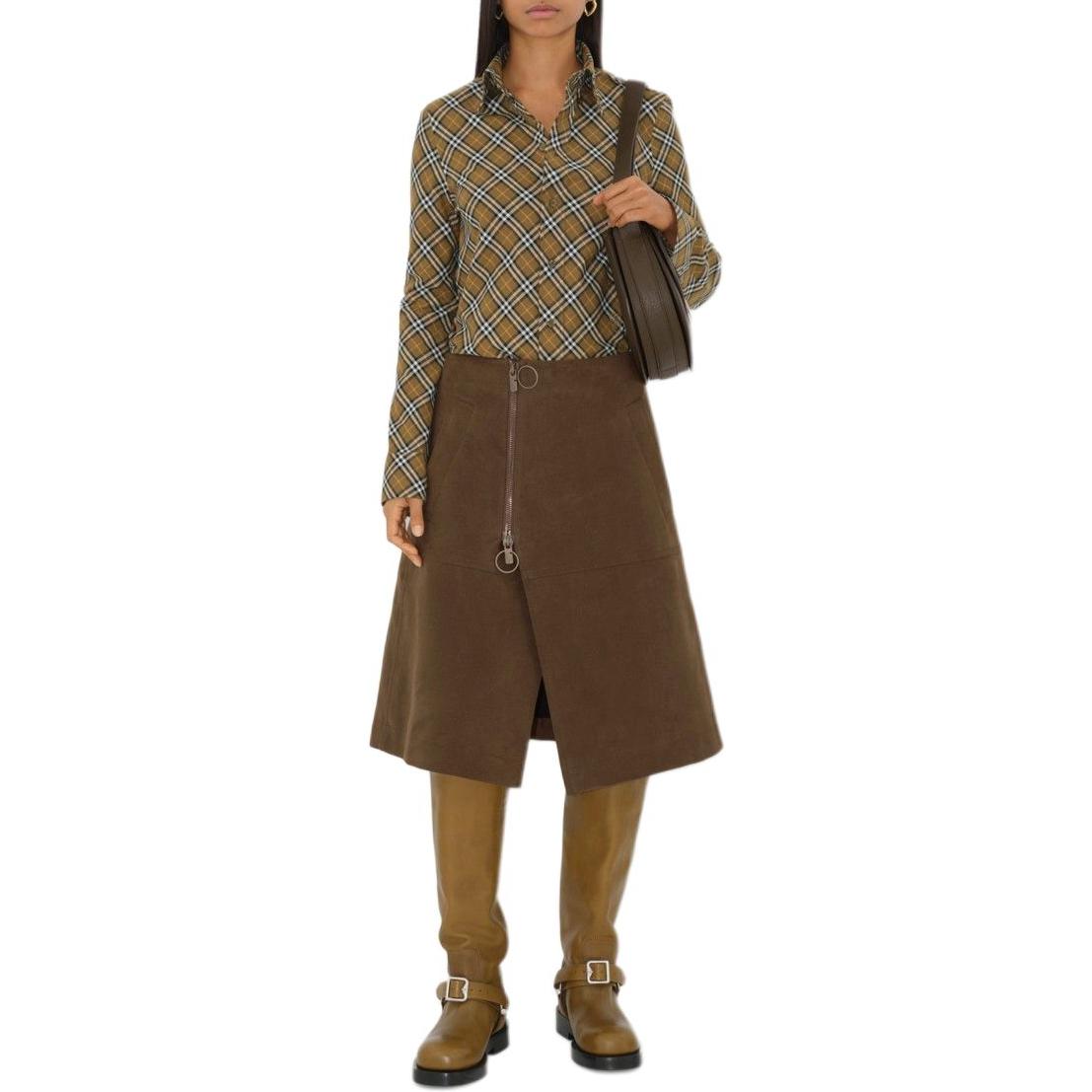 (Women) Burberry FW24  Check Single-Breasted Long Sleeve Shirt Khaki. 80982511 圖 3