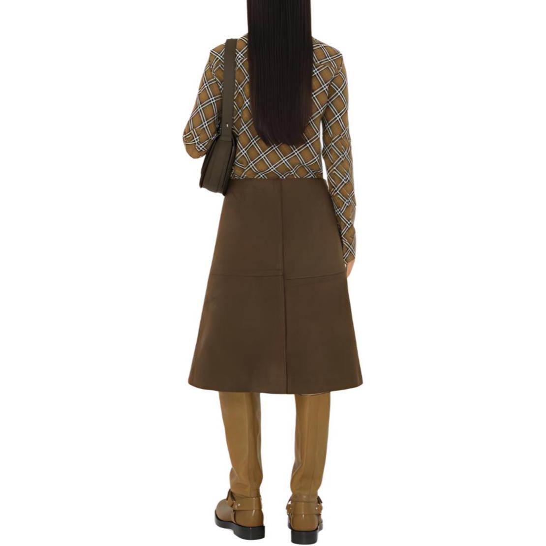 (Women) Burberry FW24  Check Single-Breasted Long Sleeve Shirt Khaki. 80982511 圖 4