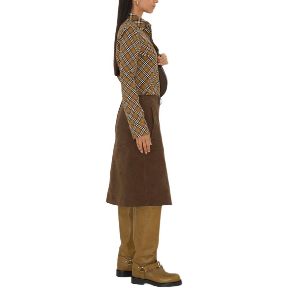 (Women) Burberry FW24  Check Single-Breasted Long Sleeve Shirt Khaki. 80982511 圖 5