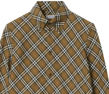(W) バーバリー FW24 チェック シングルブレスト 長袖シャツ カーキ 80982511 Details for (W) バーバリー FW24 チェック シングルブレスト 長袖シャツ カーキ 80982511