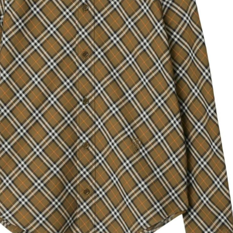 (Women) Burberry FW24  Check Single-Breasted Long Sleeve Shirt Khaki. 80982511 圖 7
