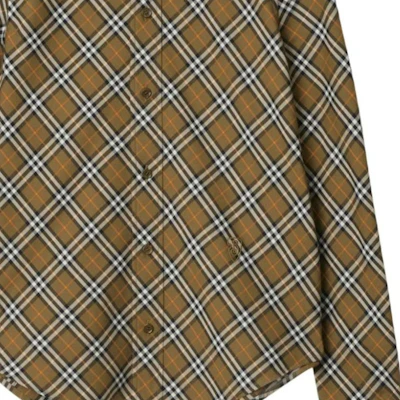 (W) バーバリー FW24 チェック シングルブレスト 長袖シャツ カーキ 80982511 Sizing (W) バーバリー FW24 チェック シングルブレスト 長袖シャツ カーキ 80982511