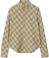 (Women) Burberry FW24 Checkered Print Long Sleeve Beige Shirt 80982551 (Women) Burberry FW24 Checkered Print Long Sleeve Beige Shirt 80982551