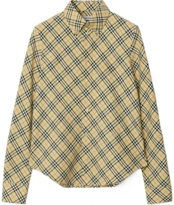 (W) Burberry FW24 格紋印花長袖米色襯衫 80982551 Buy (W) Burberry FW24 格紋印花長袖米色襯衫 80982551