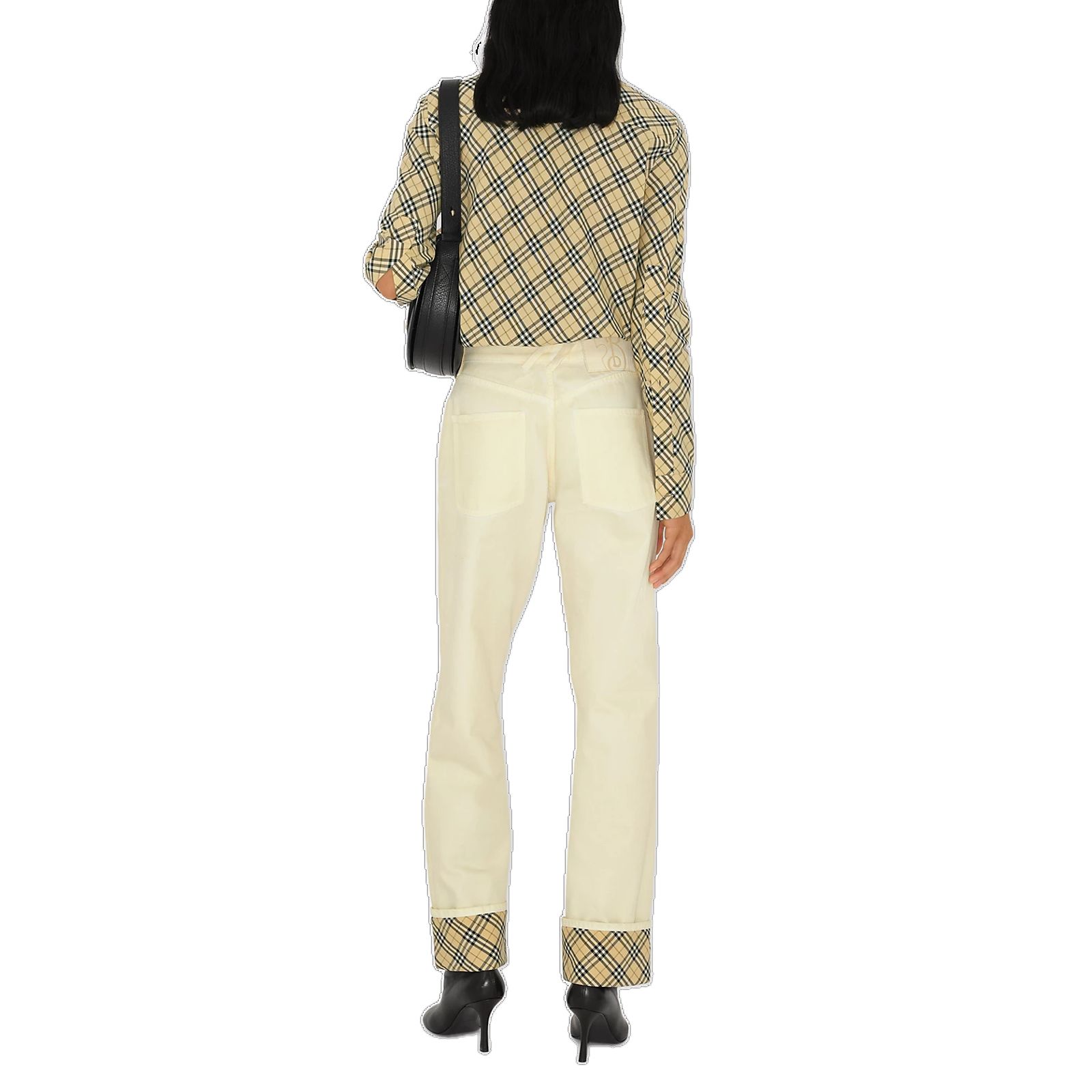 (Women) Burberry FW24  Checkered Print Long Sleeve Beige Shirt 80982551 圖 3