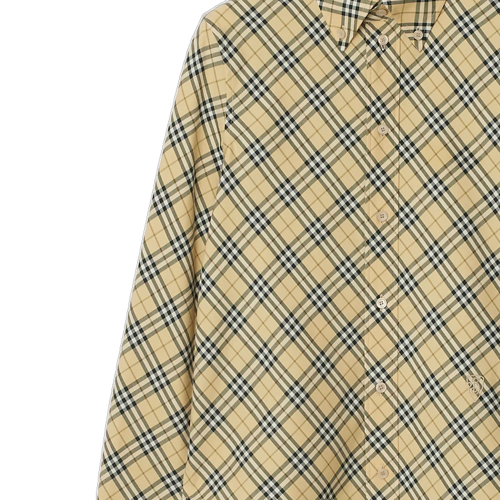 (Women) Burberry FW24  Checkered Print Long Sleeve Beige Shirt 80982551 圖 7