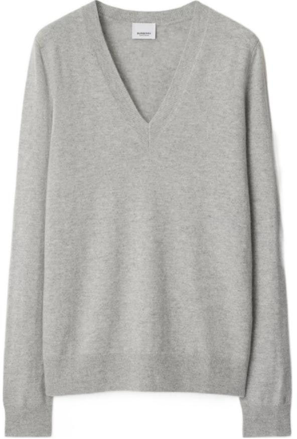 women-burberry-fw-24-grey-v-neck-cashmere-sweater-with-logo-80991551