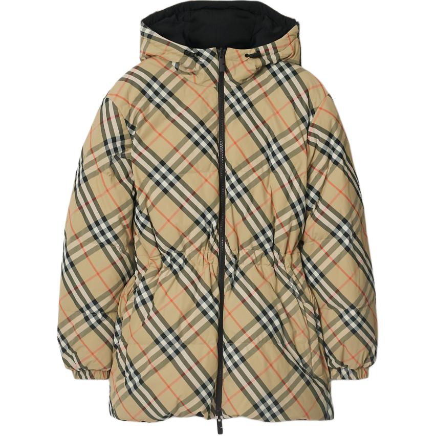 Order (Women) Burberry FW24  Hooded Long Sleeve Down Jacket Beige Equestrian Print. 80942421