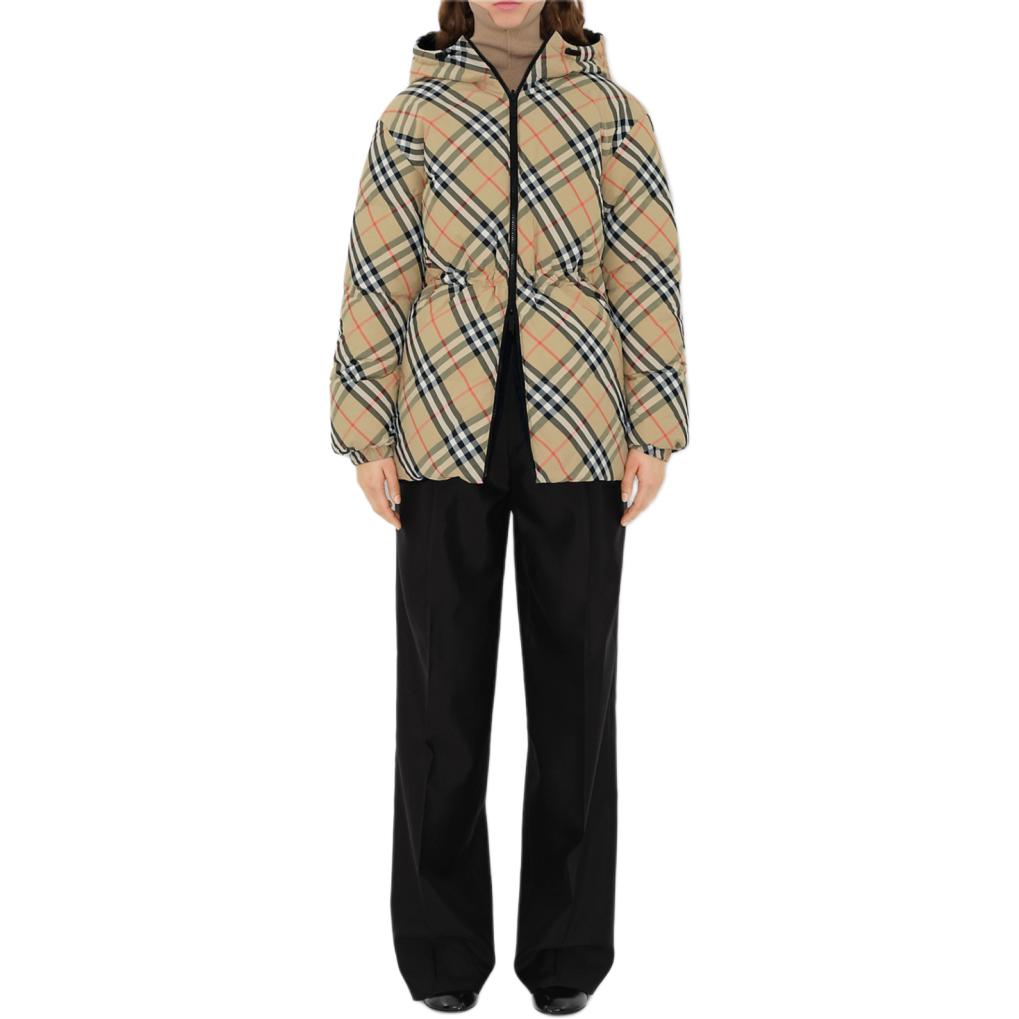 Lookbook (Women) Burberry FW24  Hooded Long Sleeve Down Jacket Beige Equestrian Print. 80942421