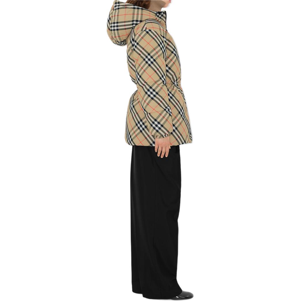 Purchase (Women) Burberry FW24  Hooded Long Sleeve Down Jacket Beige Equestrian Print. 80942421