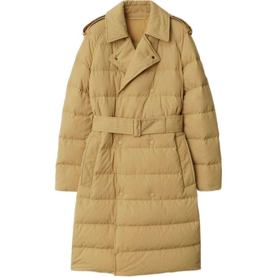 (Women) Burberry FW24  Logo Double-Breasted Quilted Down Coat Beige. 809798611