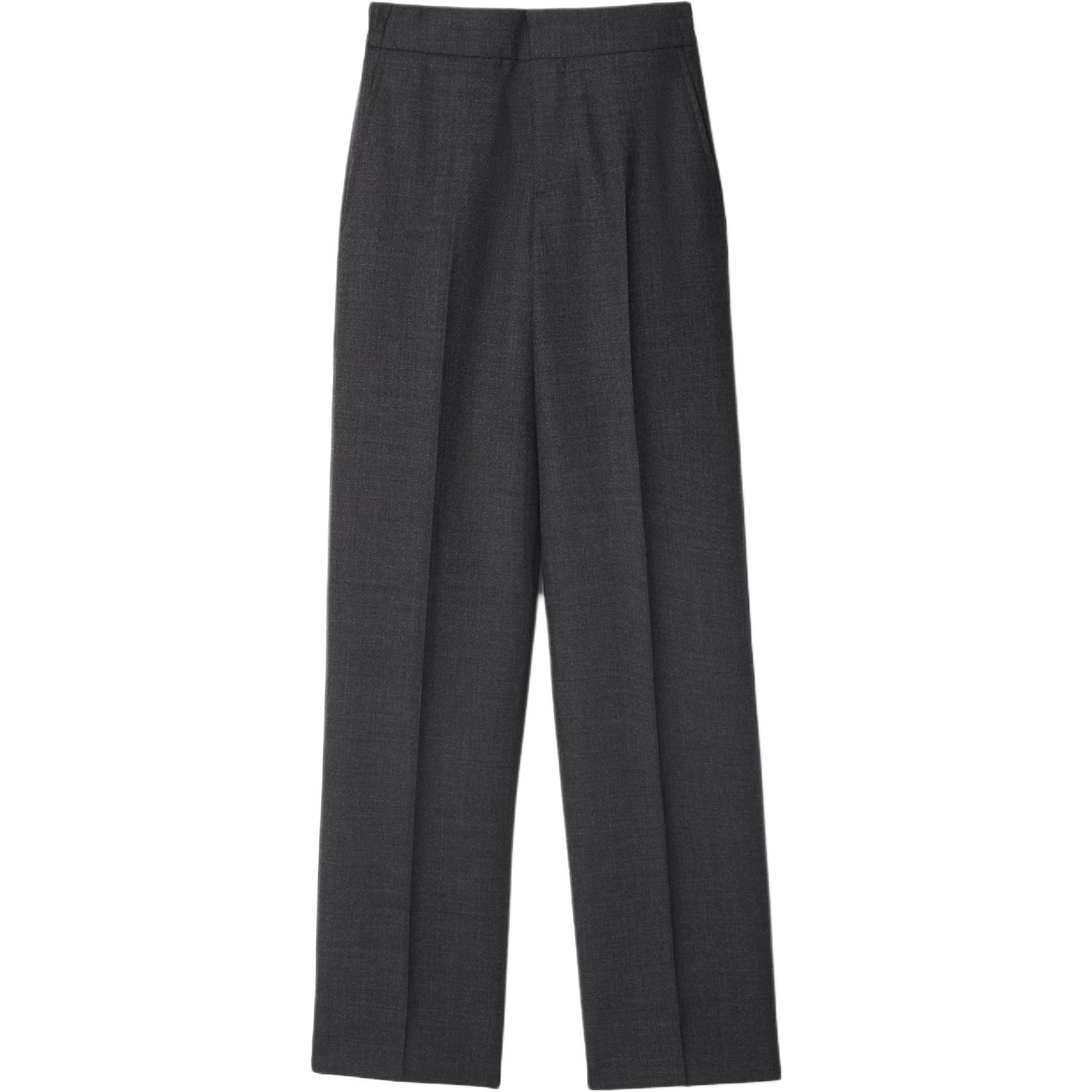 (Women) Burberry FW24  Loose Fit Solid Pleated Pocket Casual Pants Grey 80917141