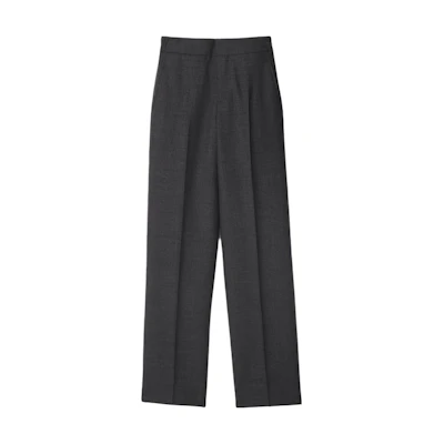 (Women) Burberry FW24 Loose Fit Solid Pleated Pocket Casual Pants Grey 80917141