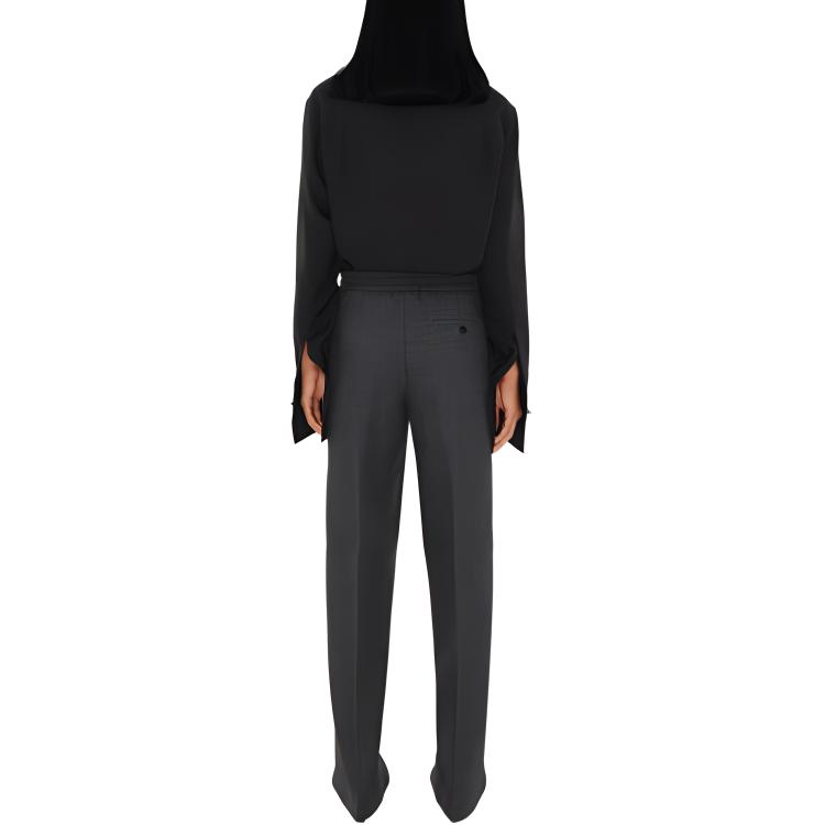 Shop (W) Pantalones Casuales Grises Burberry FW24 Sueltos con Bolsillos y Pliegues. 80917141