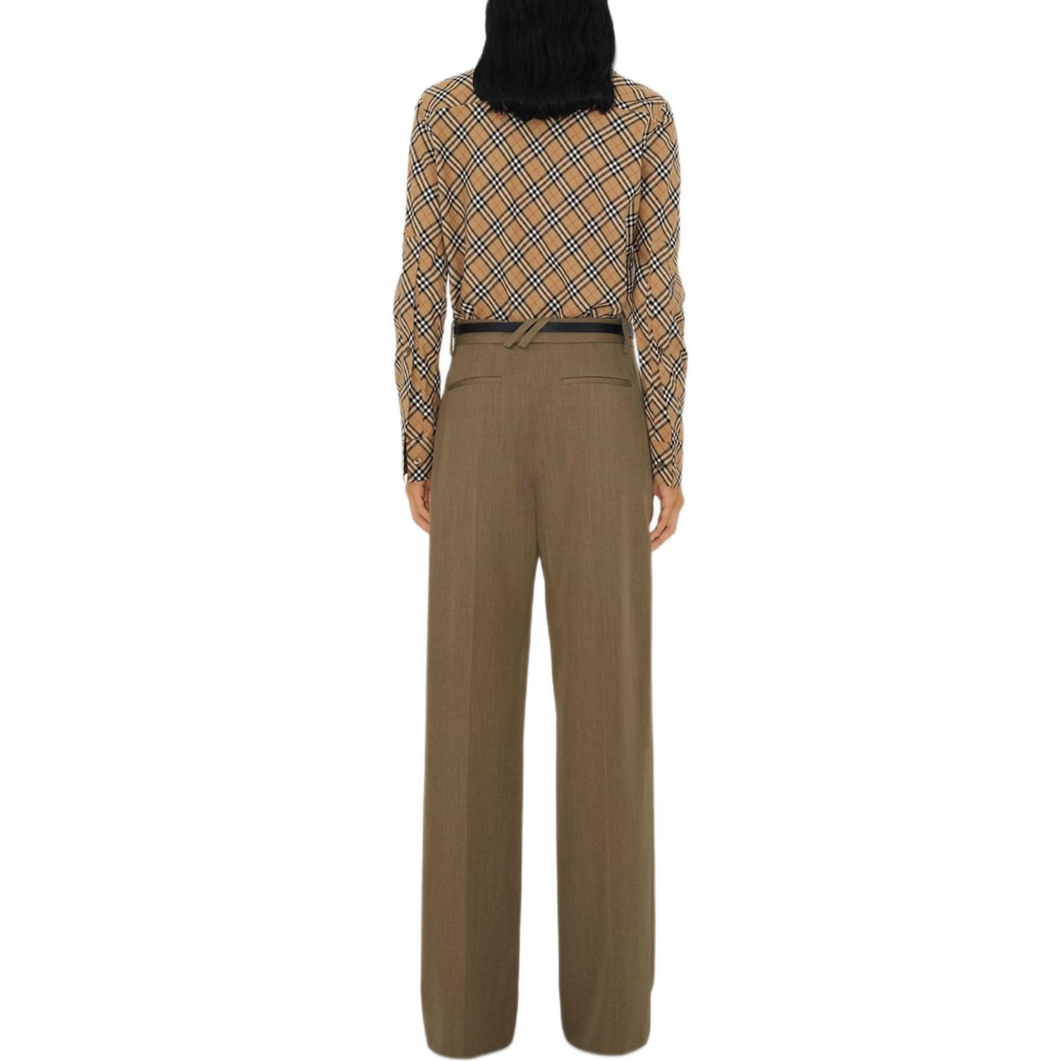 (Women) Burberry FW24  Slim Fit Long Sleeve Check Shirt with Equestrian Logo Beige 80982521 圖 5