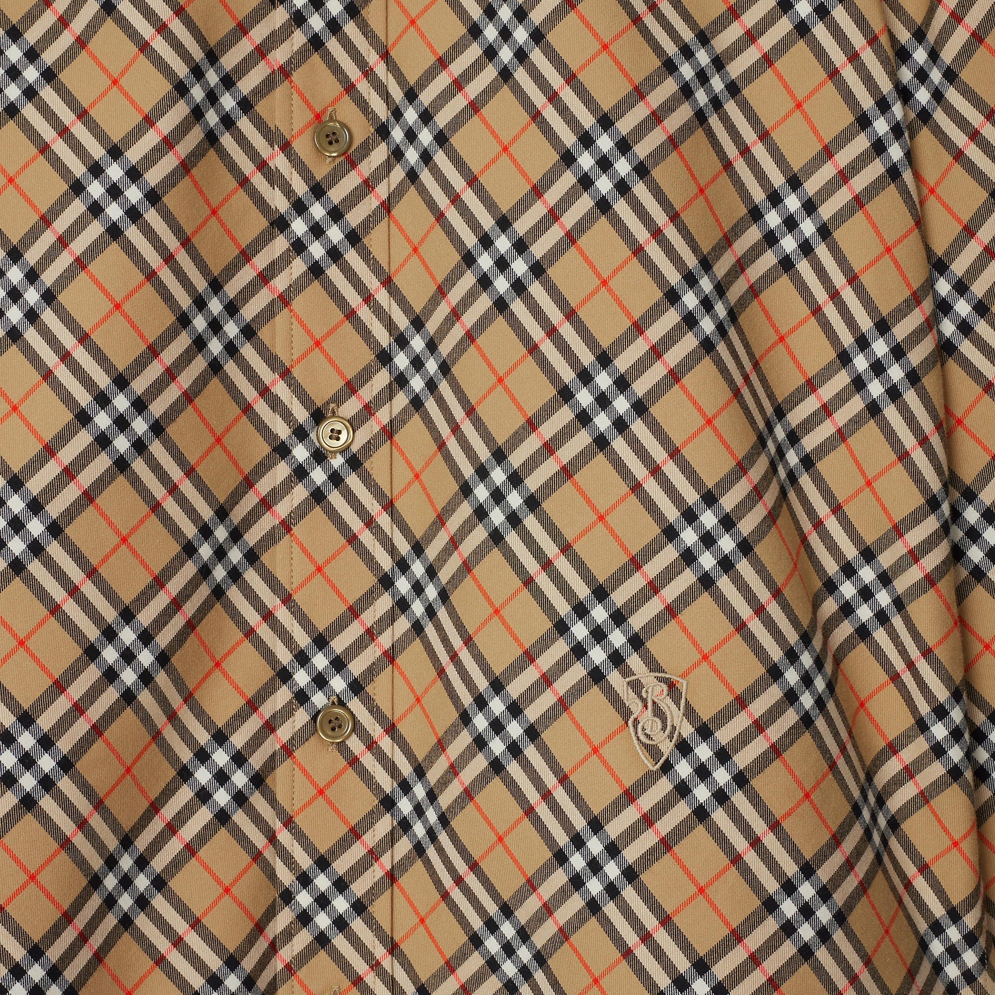 (Women) Burberry FW24  Slim Fit Long Sleeve Check Shirt with Equestrian Logo Beige 80982521 圖 6