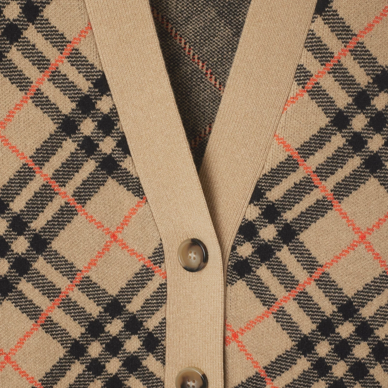 (Women) Burberry FW24  V-Neck Single-Breasted Cashmere Sweater Beige 80986731 圖 6