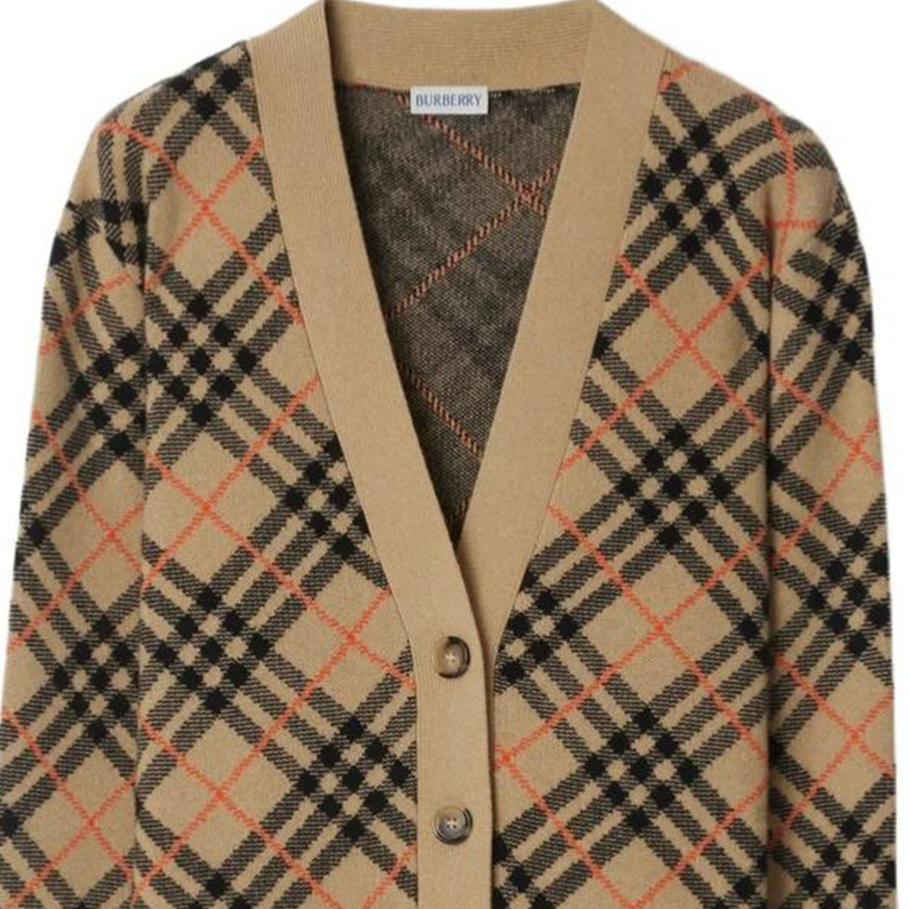 (Women) Burberry FW24  V-Neck Single-Breasted Cashmere Sweater Beige 80986731 圖 8