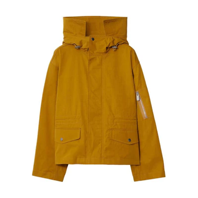 (Women) Burberry FW24 Solid Color Loose Fit Zip Hoodie Jacket Ochre Yellow. 80954721